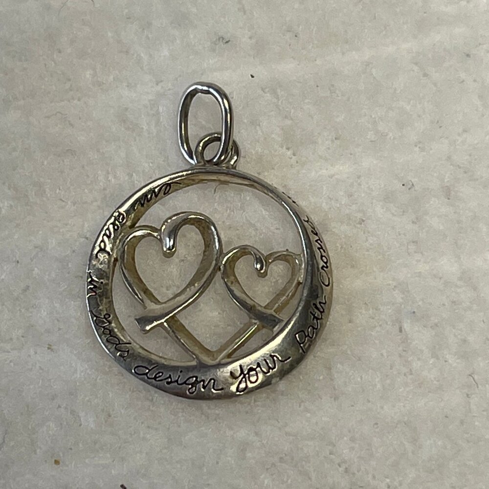 Sterling Silver "I'm Glad In Gods Design Your Path Crossed Mine" Heart Pendant